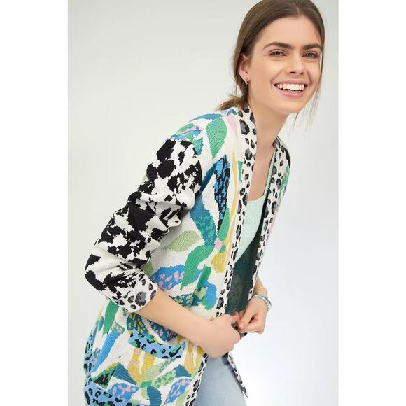 Anthropologie Maeve Multicolor Savannah Contrast Cardigan Sz XS - Picture 4 of 9